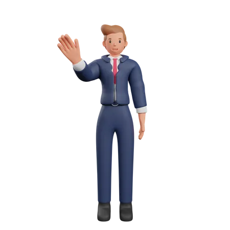 Businessman says hello 3D Illustration