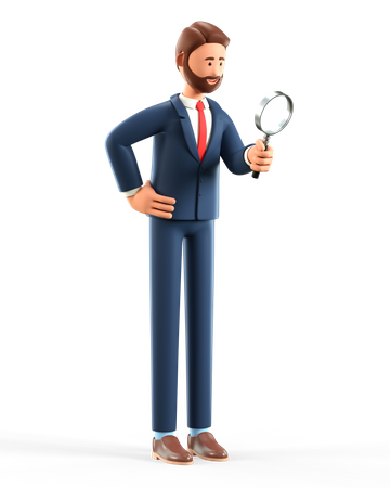 Businessman searching for information  3D Icon