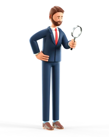 Businessman searching for information  3D Illustration