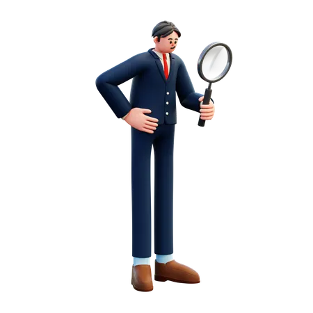 Businessman Searching For Information  3D Illustration