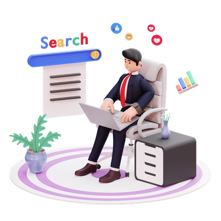 Businessman searching on internet  3D Illustration