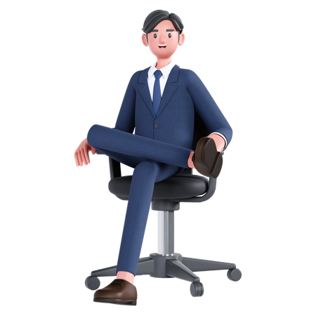 Businessman seating on chair  3D Illustration