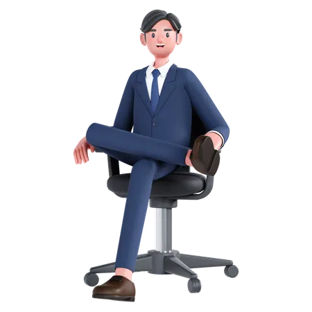 Businessman seating on chair  3D Illustration