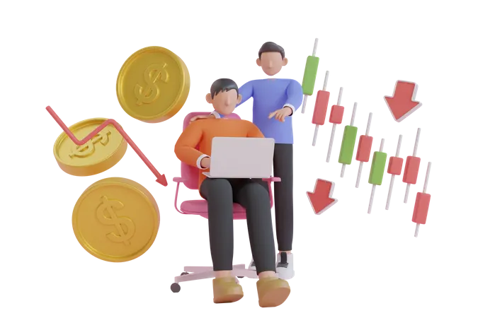 Businessman selling stocks due to global market fall  3D Illustration