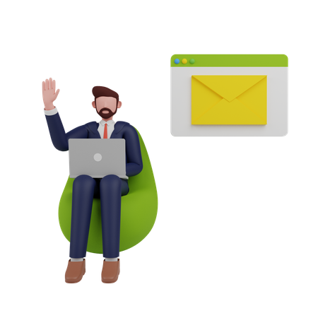 Businessman sending email marketing  3D Illustration