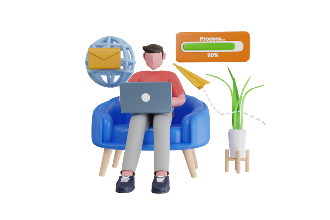 Businessman sending marketing emails  3D Icon