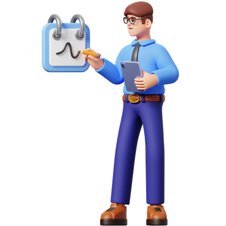 Businessman Setting Up Schedule  3D Illustration