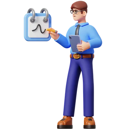 Businessman Setting Up Schedule  3D Illustration