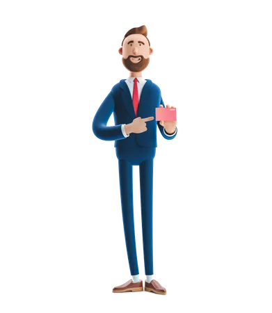 Businessman Showing Advertising Card 3D Illustration