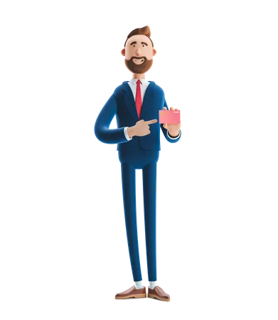 Businessman Showing Advertising Card  3D Illustration