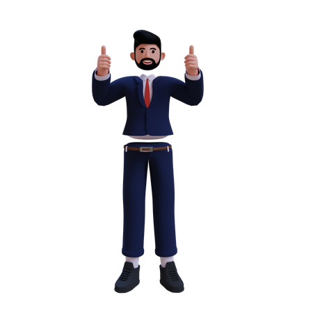 Businessman showing both thumbs up  3D Illustration