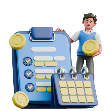 Businessman Showing Budget Planner  3D Icon