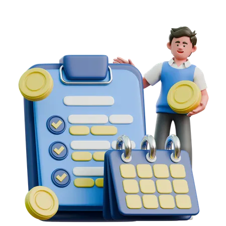 Businessman Showing Budget Planner  3D Icon