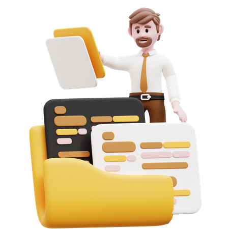 Businessman Showing Business File  3D Illustration