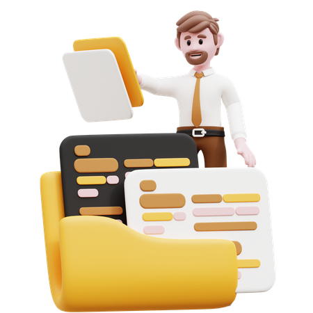 Businessman Showing Business File  3D Illustration