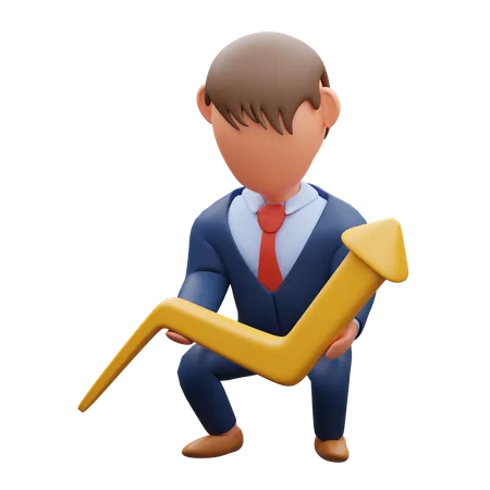 Businessman Showing Business Growth  3D Illustration