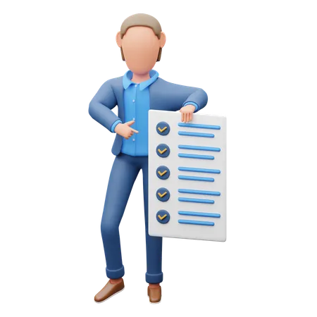 Businessman Showing Business Plan  3D Illustration