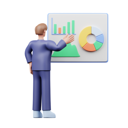 Businessman Showing Business Presentation  3D Illustration