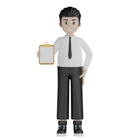 Businessman showing business report  3D Icon