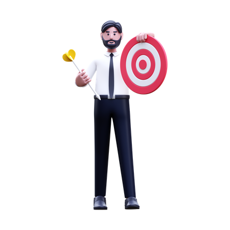 Businessman Showing Business Target  3D Illustration