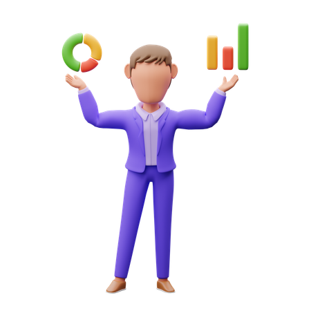 Businessman Showing Chart  3D Illustration