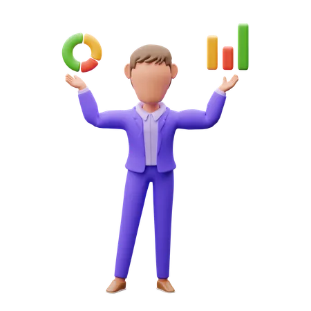 Businessman Showing Chart  3D Illustration