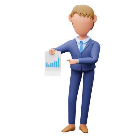 Businessman Showing Chart  3D Illustration