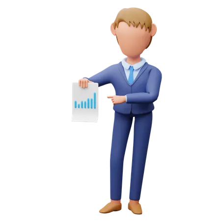 Businessman Showing Chart  3D Illustration