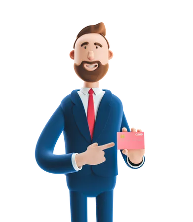 Businessman Showing Credit Card 3D Illustration