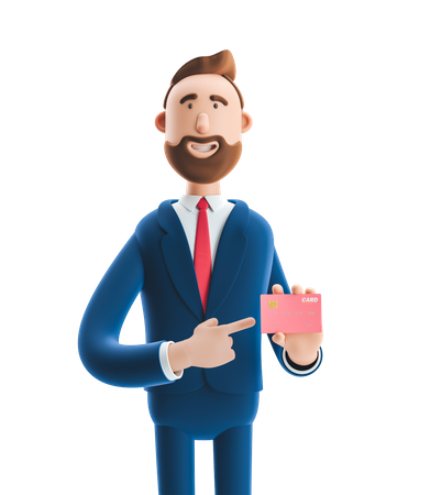 Businessman Showing Credit Card  3D Illustration