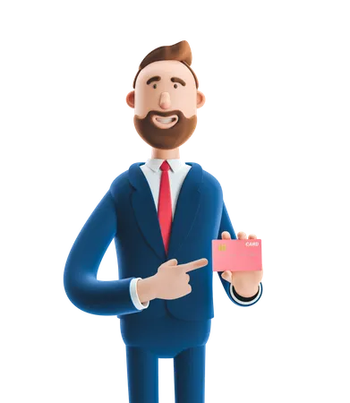 Businessman Showing Credit Card  3D Illustration