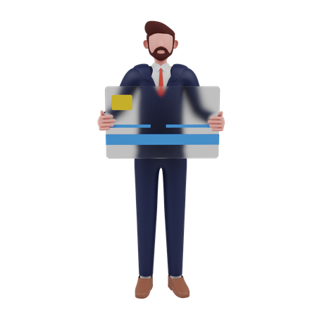 Businessman Showing Credit Card  3D Illustration