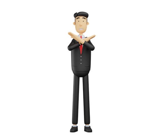 Businessman showing cross sign  3D Icon