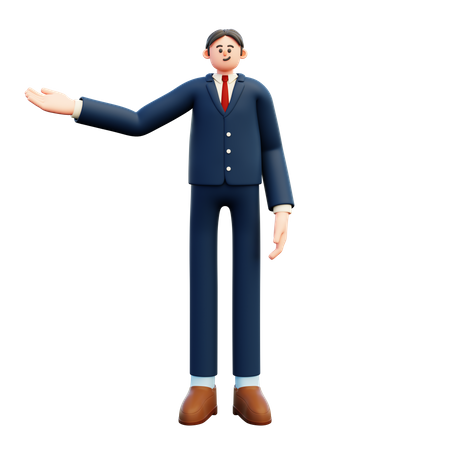 Businessman Showing Direction Hand Gesture  3D Illustration