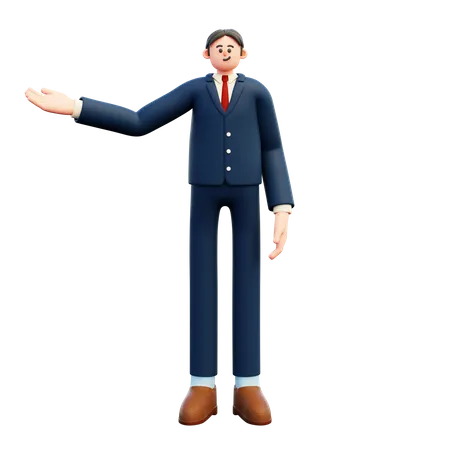 Businessman Showing Direction Hand Gesture  3D Illustration