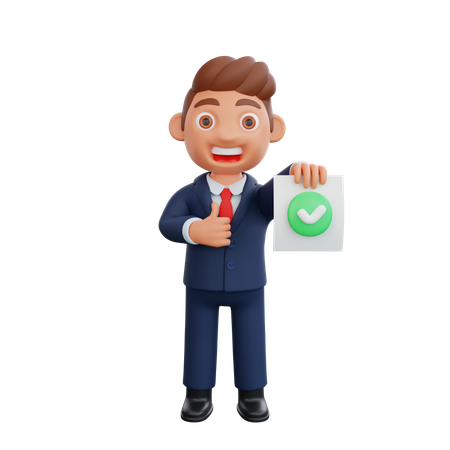 Businessman showing document  3D Icon