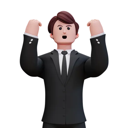 Businessman Showing Double Hand Up  3D Illustration