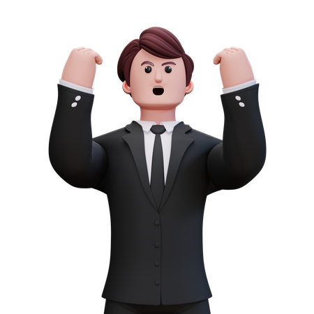 Businessman Showing Double Hand Up  3D Illustration