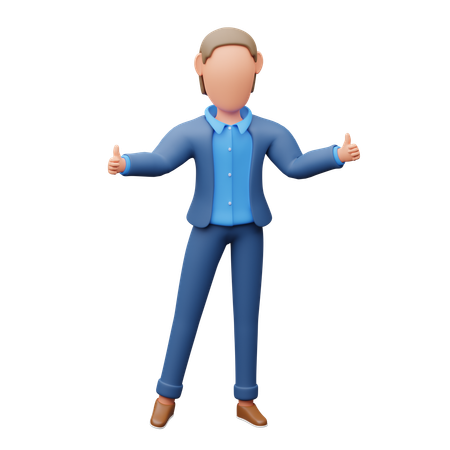 Businessman Showing Double Thumbs Up  3D Icon