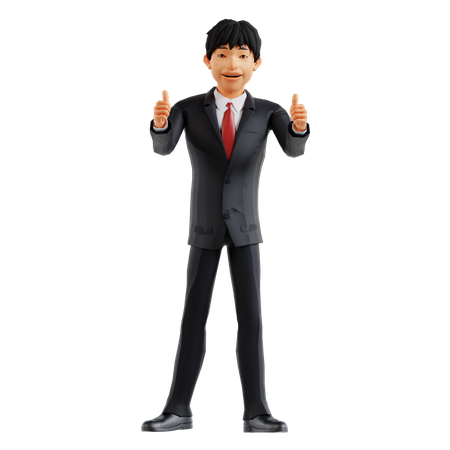 Businessman Showing Double Thumbs Up  3D Illustration