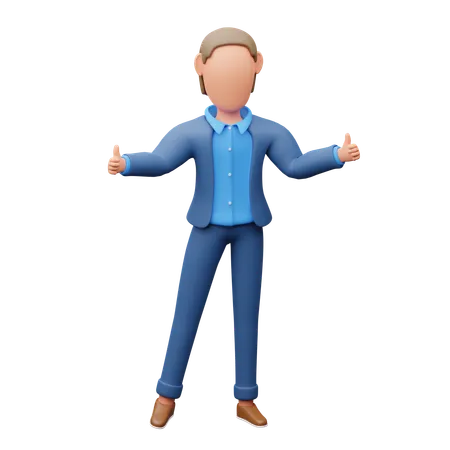 Businessman Showing Double Thumbs Up  3D Illustration