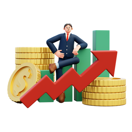 Businessman Showing Financial Growth  3D Illustration