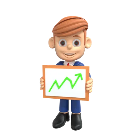 Businessman Showing Growth Chart  3D Illustration