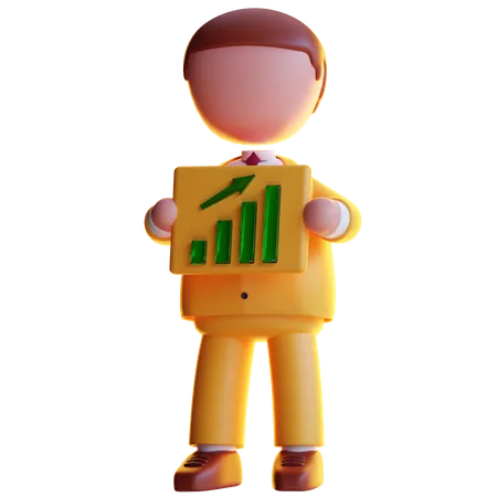 3 D Character Businessman Growth Investment 3D Icon
