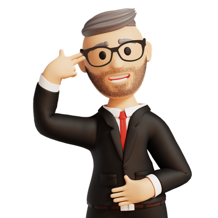 Businessman showing gun hand gesture  3D Illustration