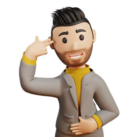 Businessman showing hand gun gesture  3D Icon