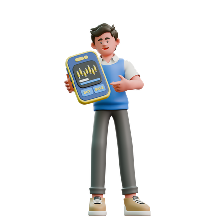 Businessman Showing Investment App  3D Icon