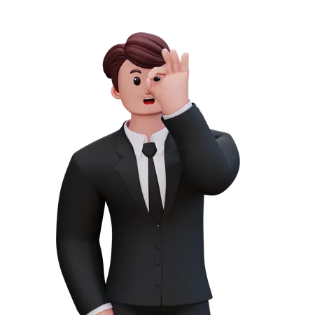 Businessman Showing Left Circle Fingers  3D Illustration