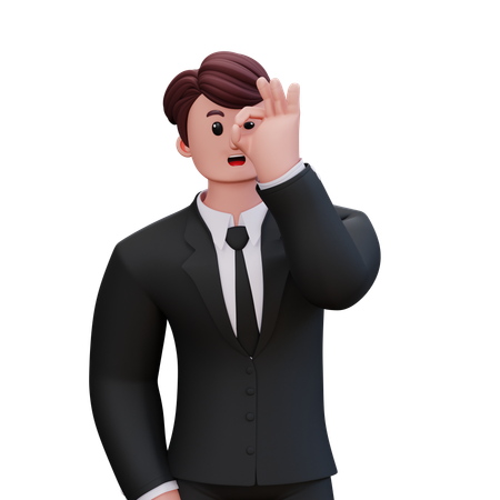 Businessman Showing Left Circle Fingers  3D Illustration