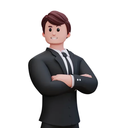 Businessman Showing Left Cool Pose  3D Illustration